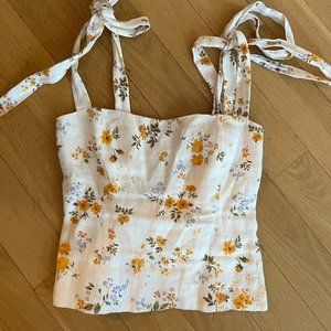 Reformation Bilson Tie Shoulder Linen Tank